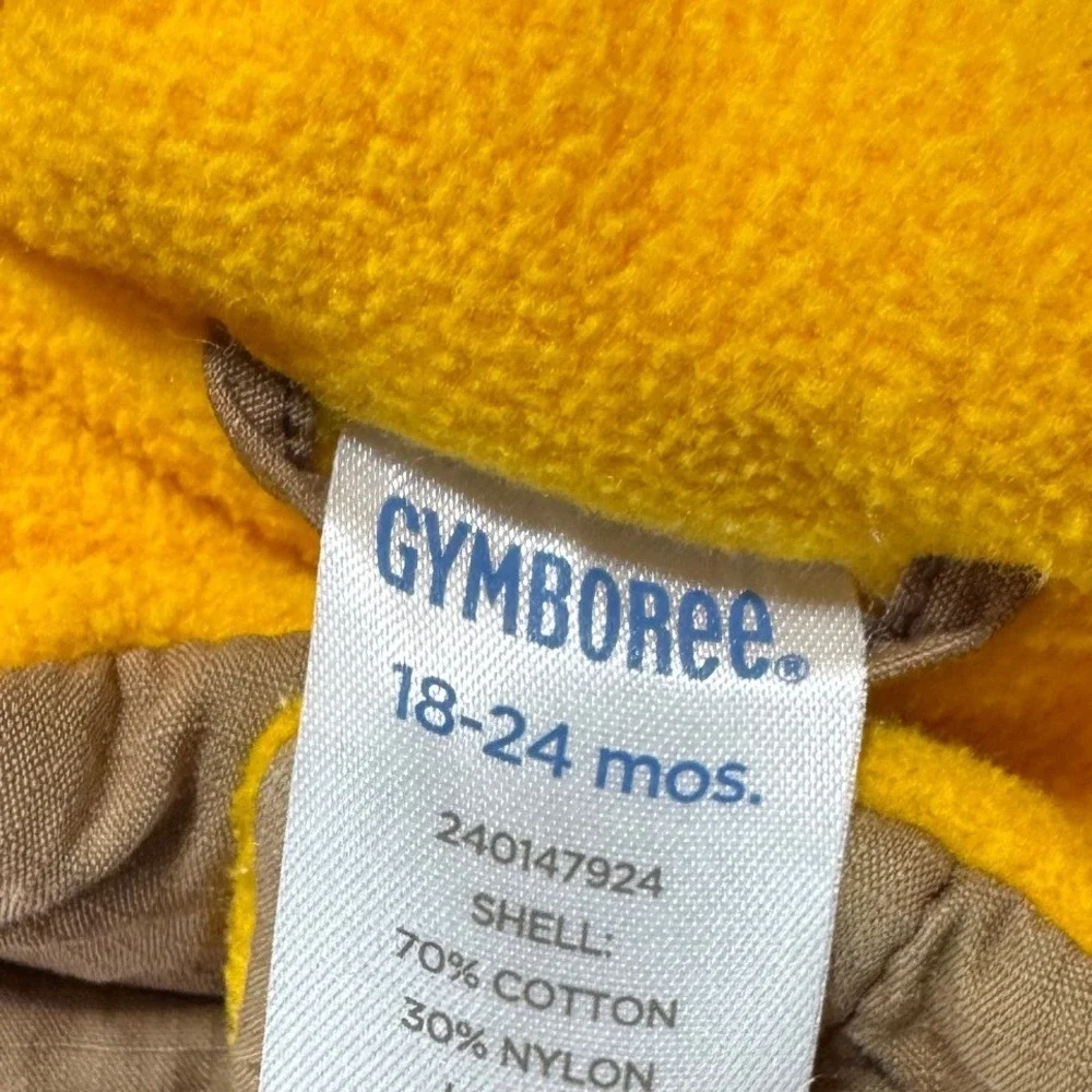 Gymboree Boy 18-24‎ Months Brown Quilted Vest Truck Applique Yellow Fleece Lined